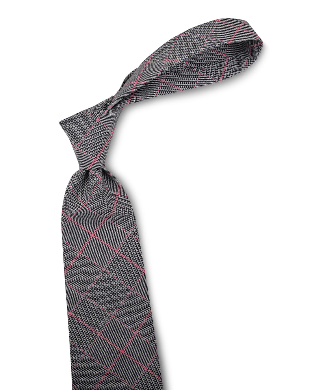 Grey Pink Pow Checks Tie