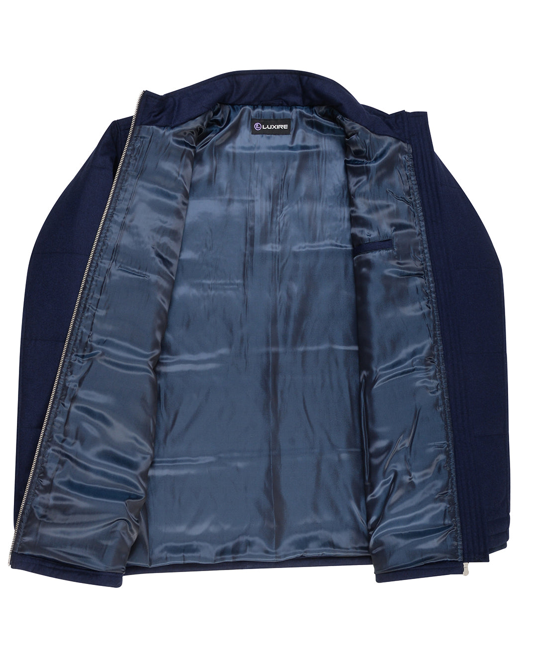 VBC Navy Wool Flannel Zipper Quilted Jacket - 5