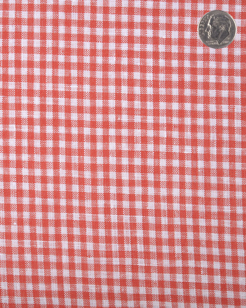 Linen:Orange Gingham Checks