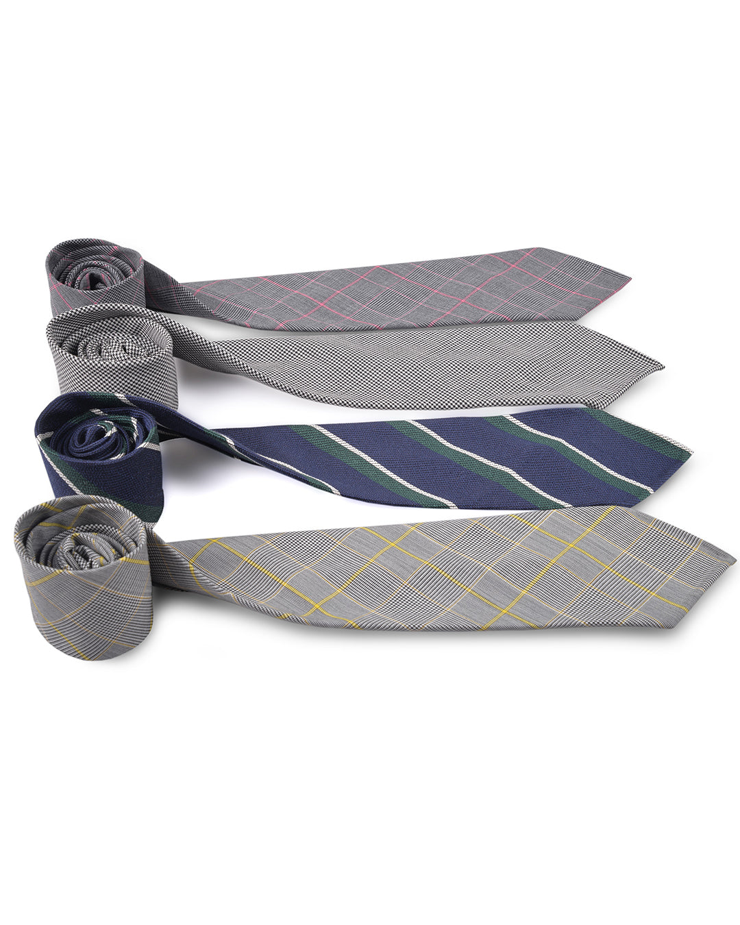 Grey Yellow Pow Checks Tie - 3