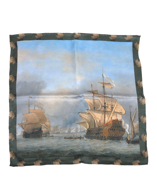 Pocket Square- Grey Sailor Boats