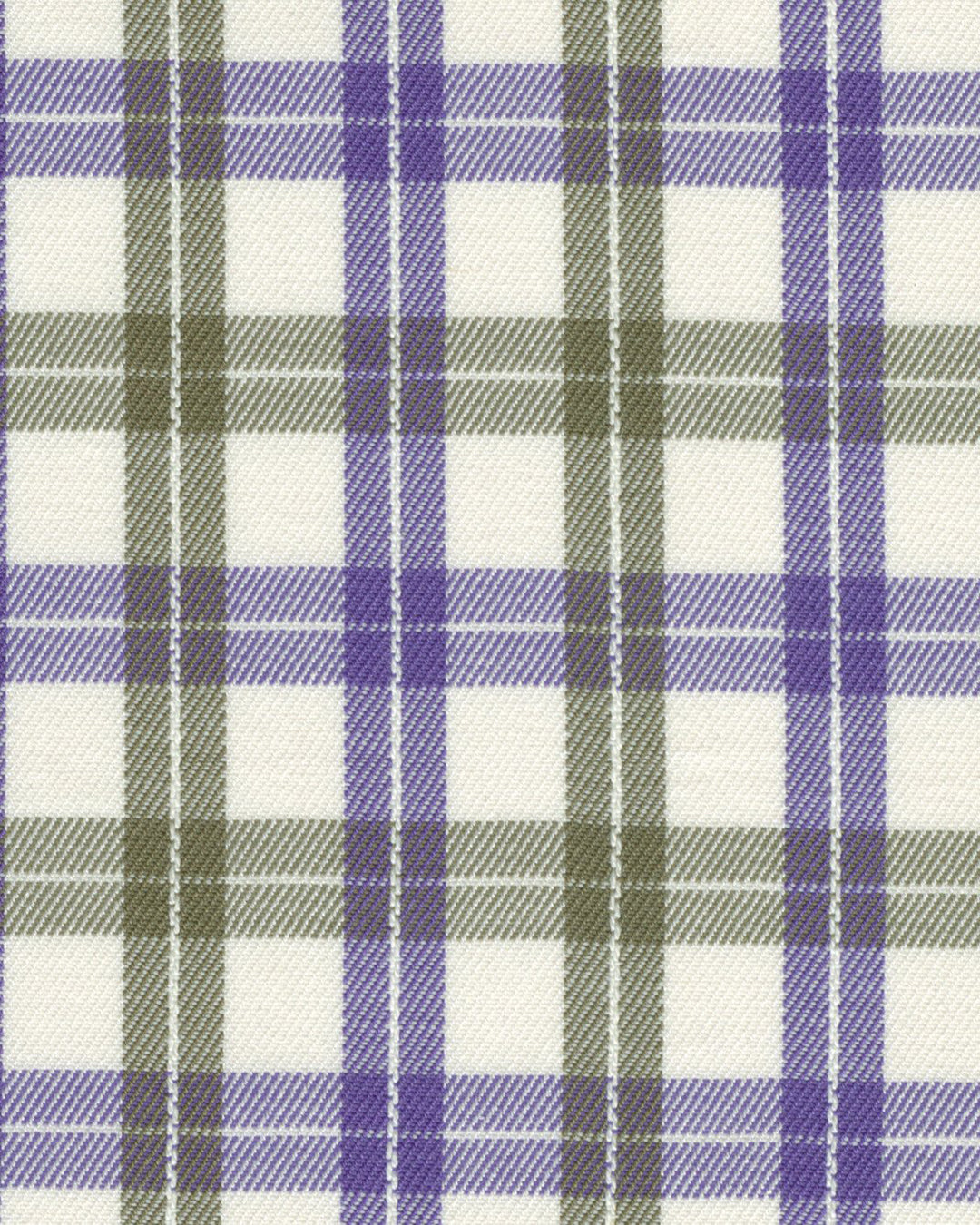 Purple Green Cream Twill Tattersall - 4