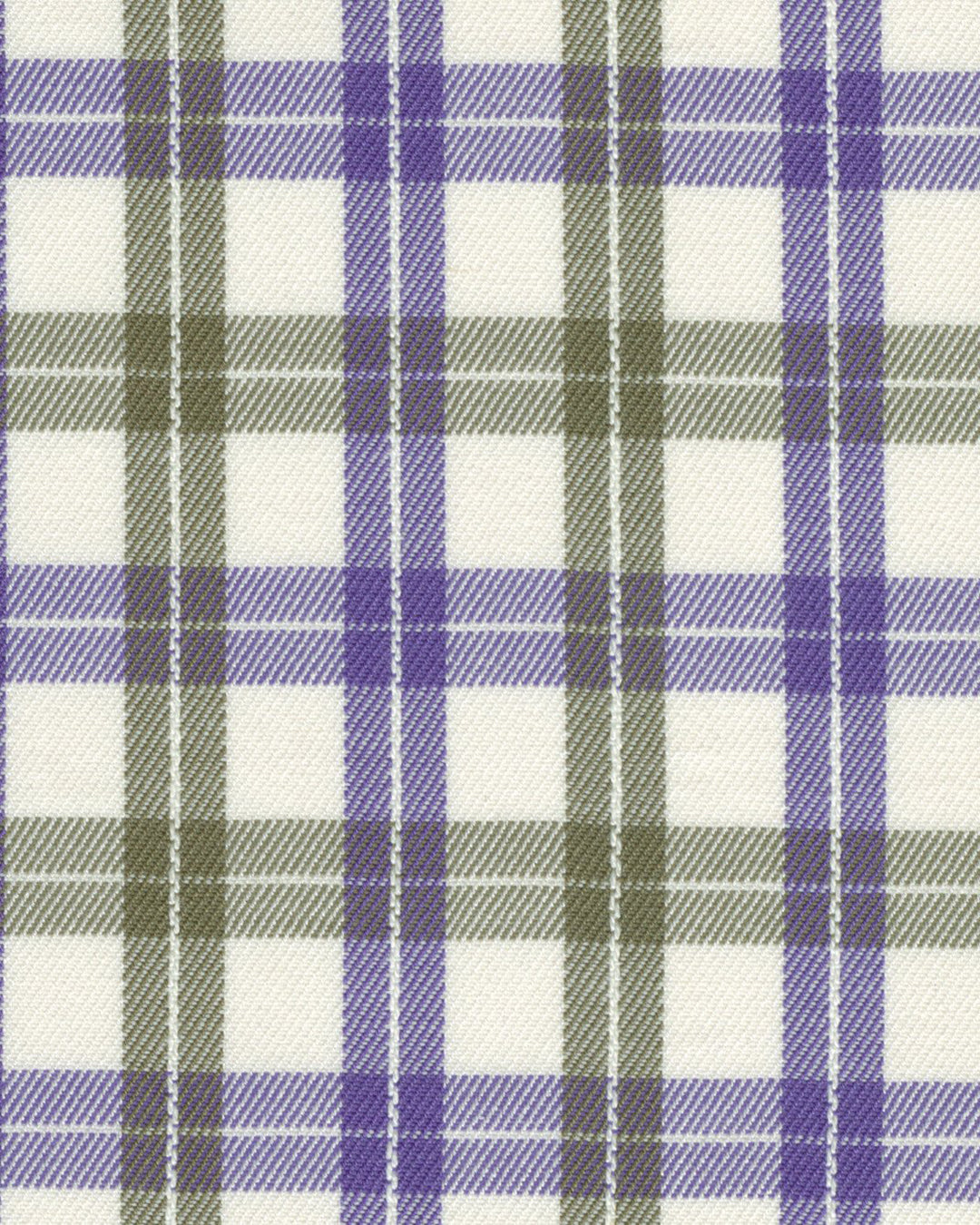 Purple Green Cream Twill Tattersall