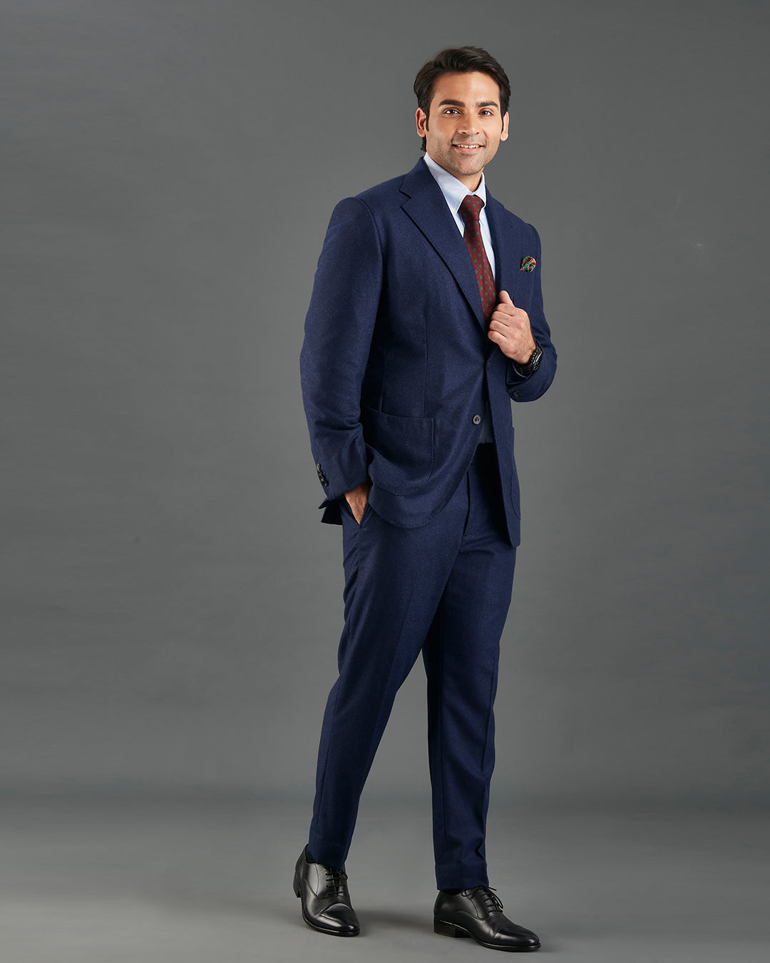 VBC Dark Navy Woollen Flannel Suit - 3