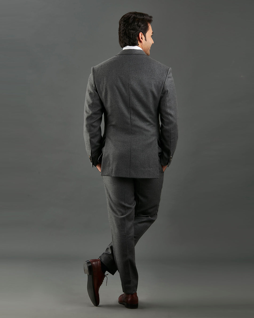 Dugdale Dark Grey Wool Flannel Suit - 3