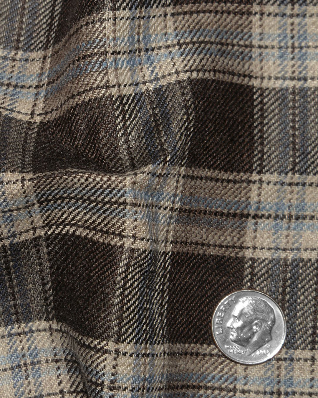 Loro Piana: Brown Off-white Twill Tartan Checks - 4