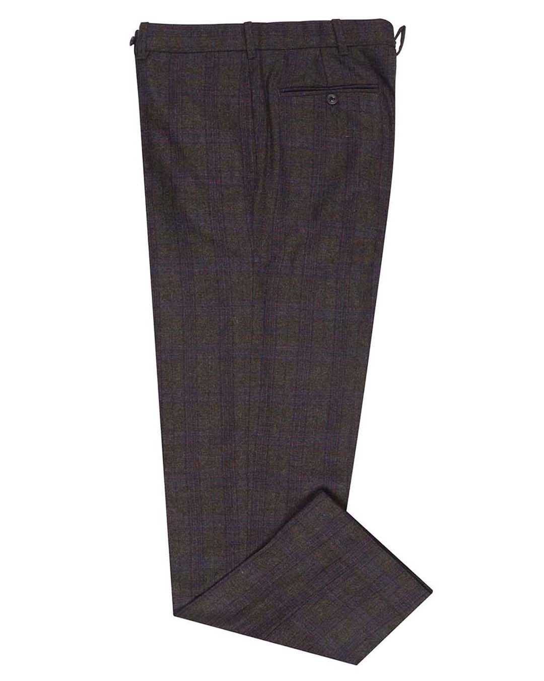 EThomas Charcoal Grey with Blue Brown Tartan Plaid 130s Wool
