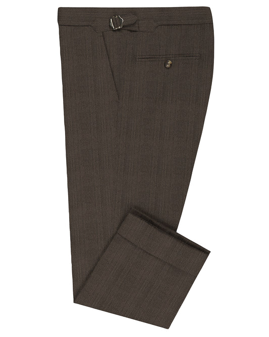 Performance Chino: Brown Herringbone