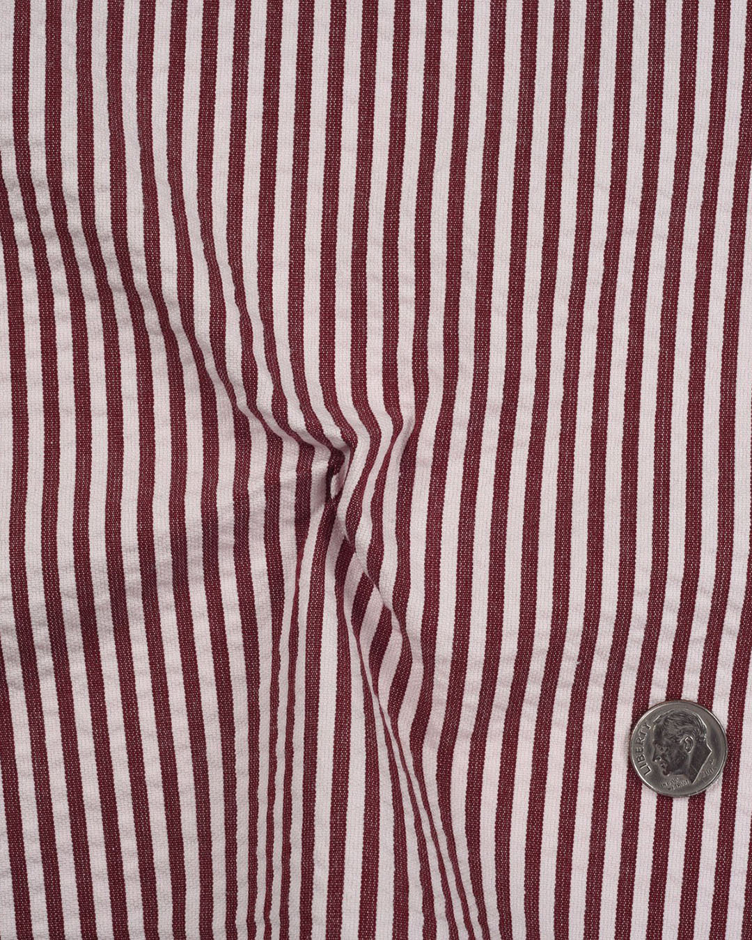 Rose Red White Bengal Stripes Seersucker - 5