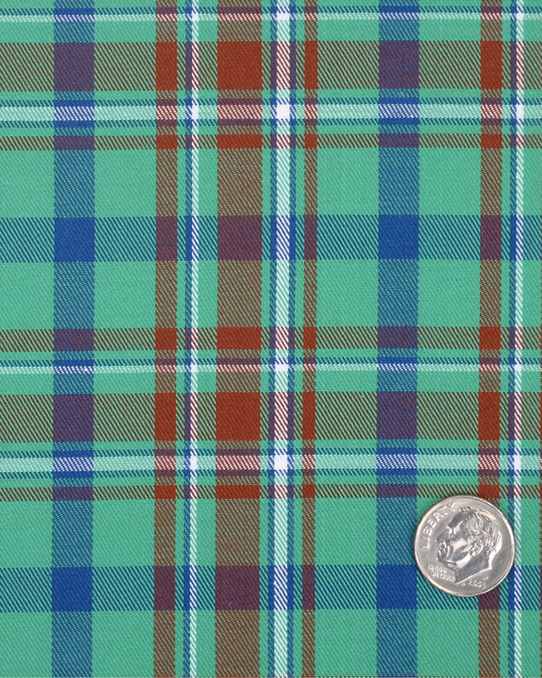 Green Rust Blue Tartan Checks Twill - 5