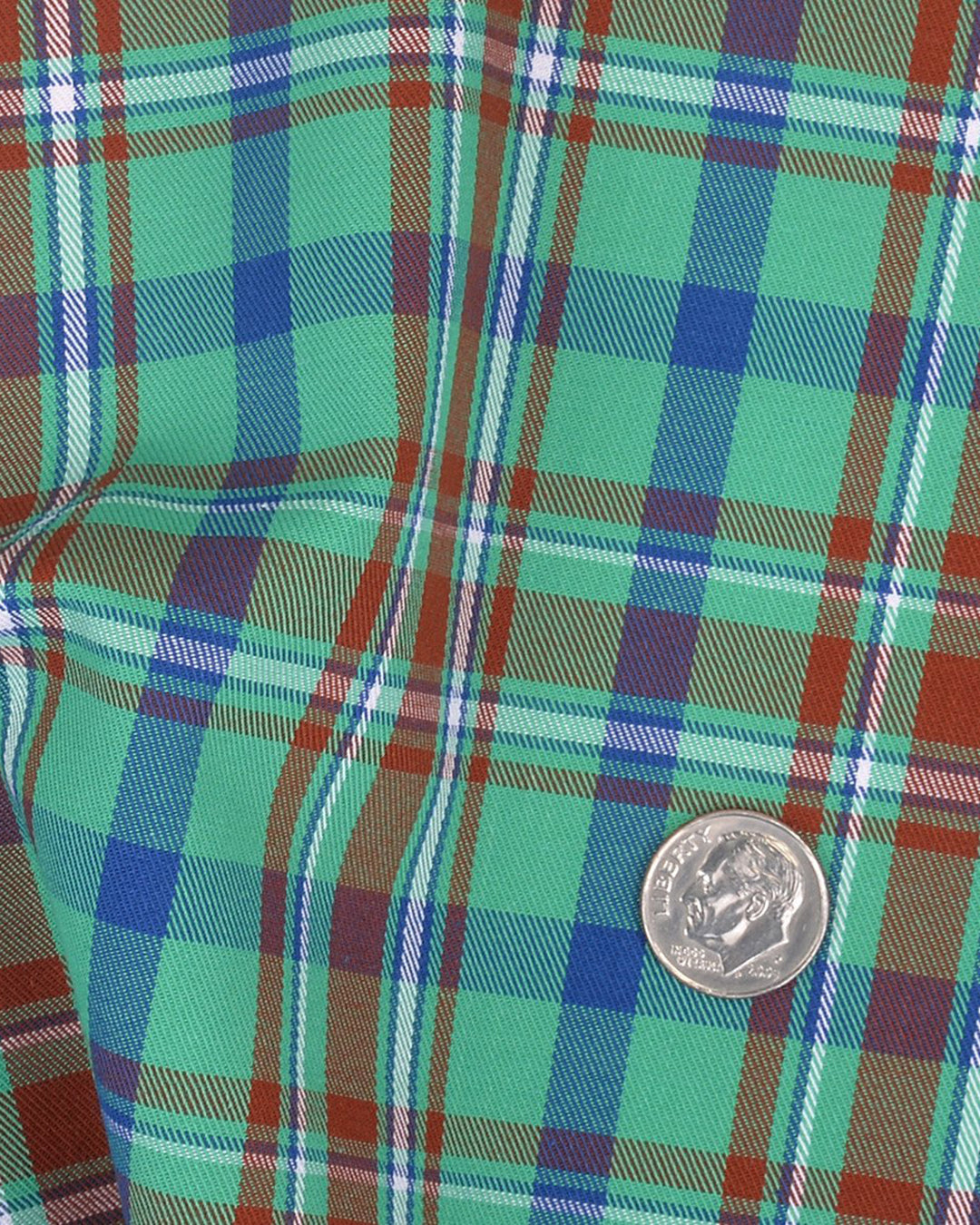 Green Rust Blue Tartan Checks Twill - 4