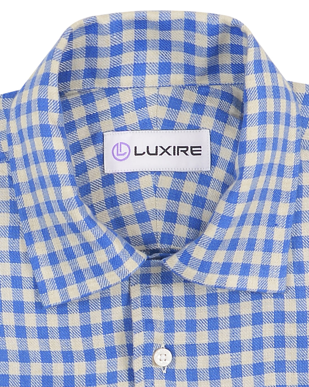 Linen:Cream Blue Gingham Checks - 2