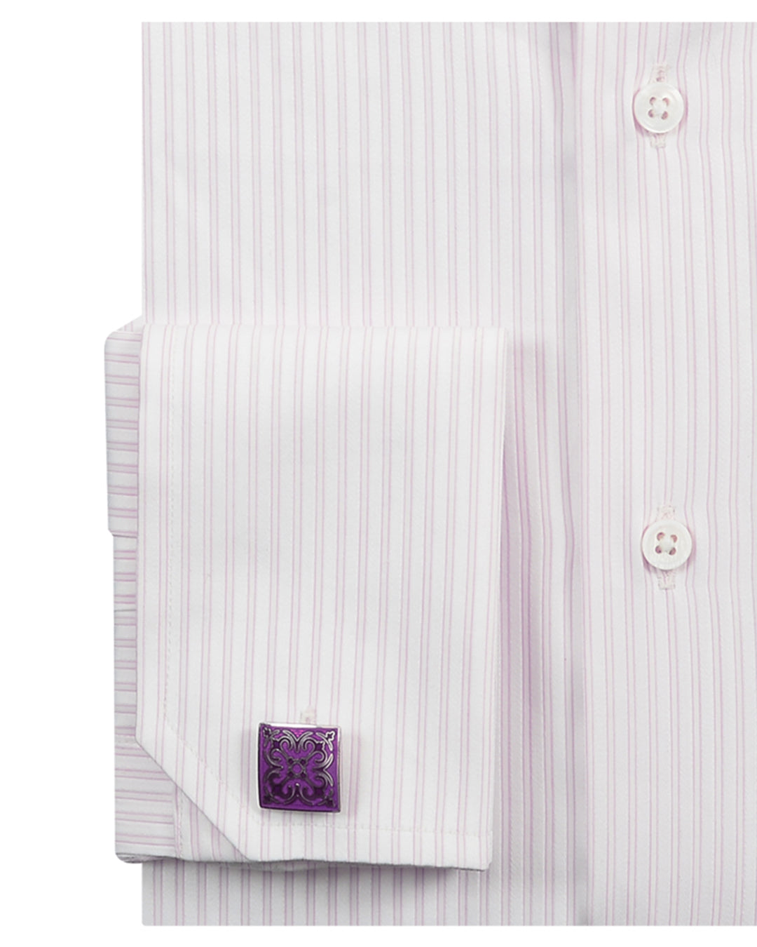 Pink Pin Stripes With White Dobby: Natural Wrinkle Free - 3