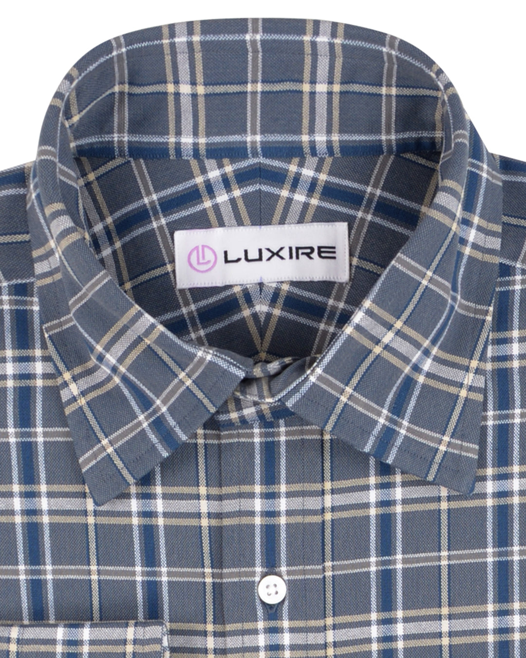 Grey Navy Cream Tartan Checks Oxford - 2