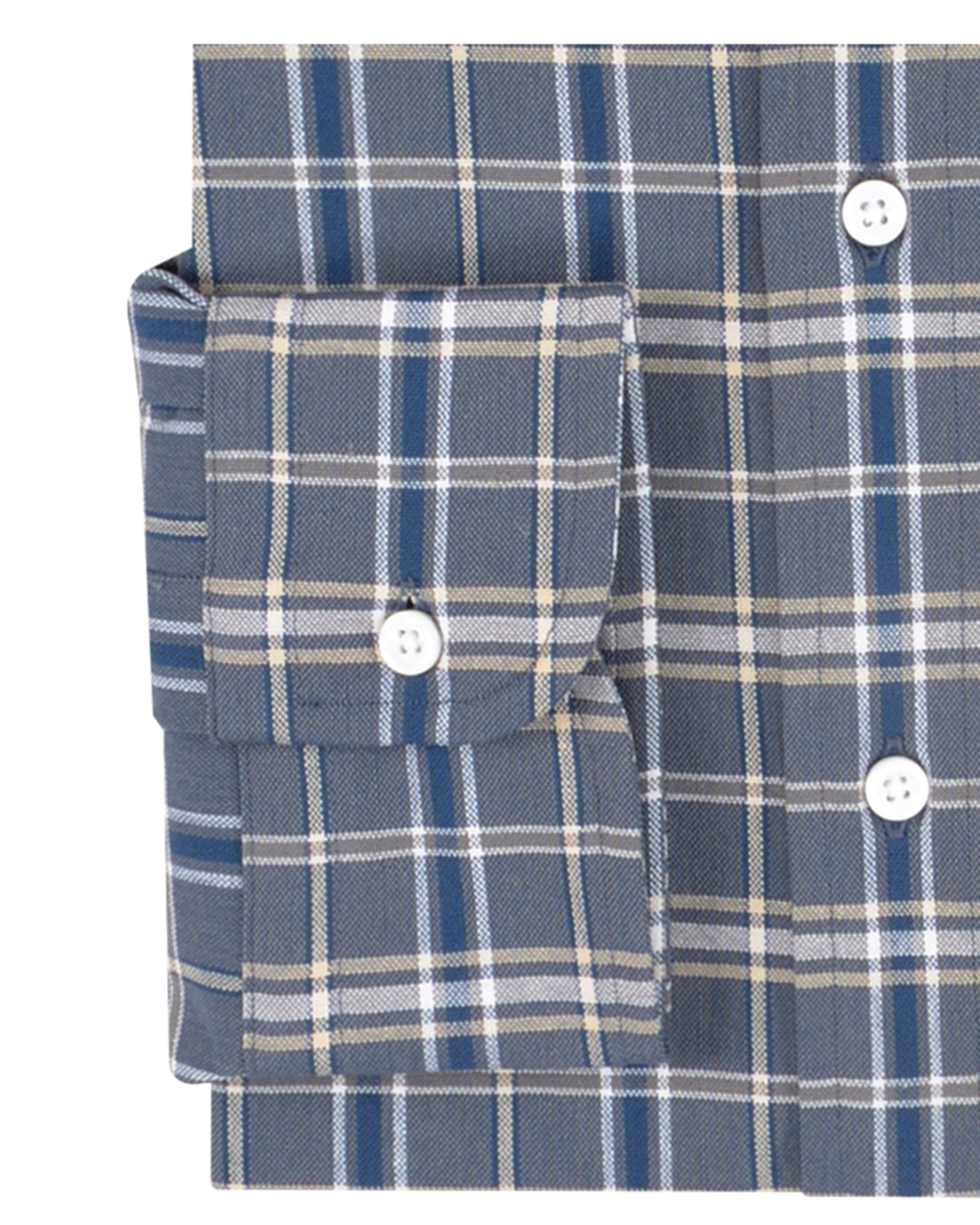 Grey Navy Cream Tartan Checks Oxford - 3