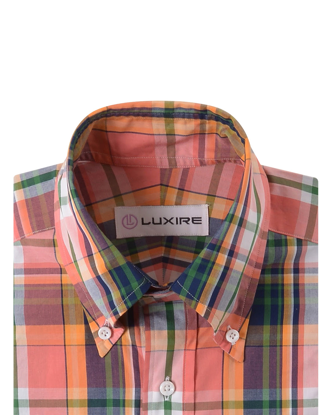 Peach Navy Green Madras Checks - 2