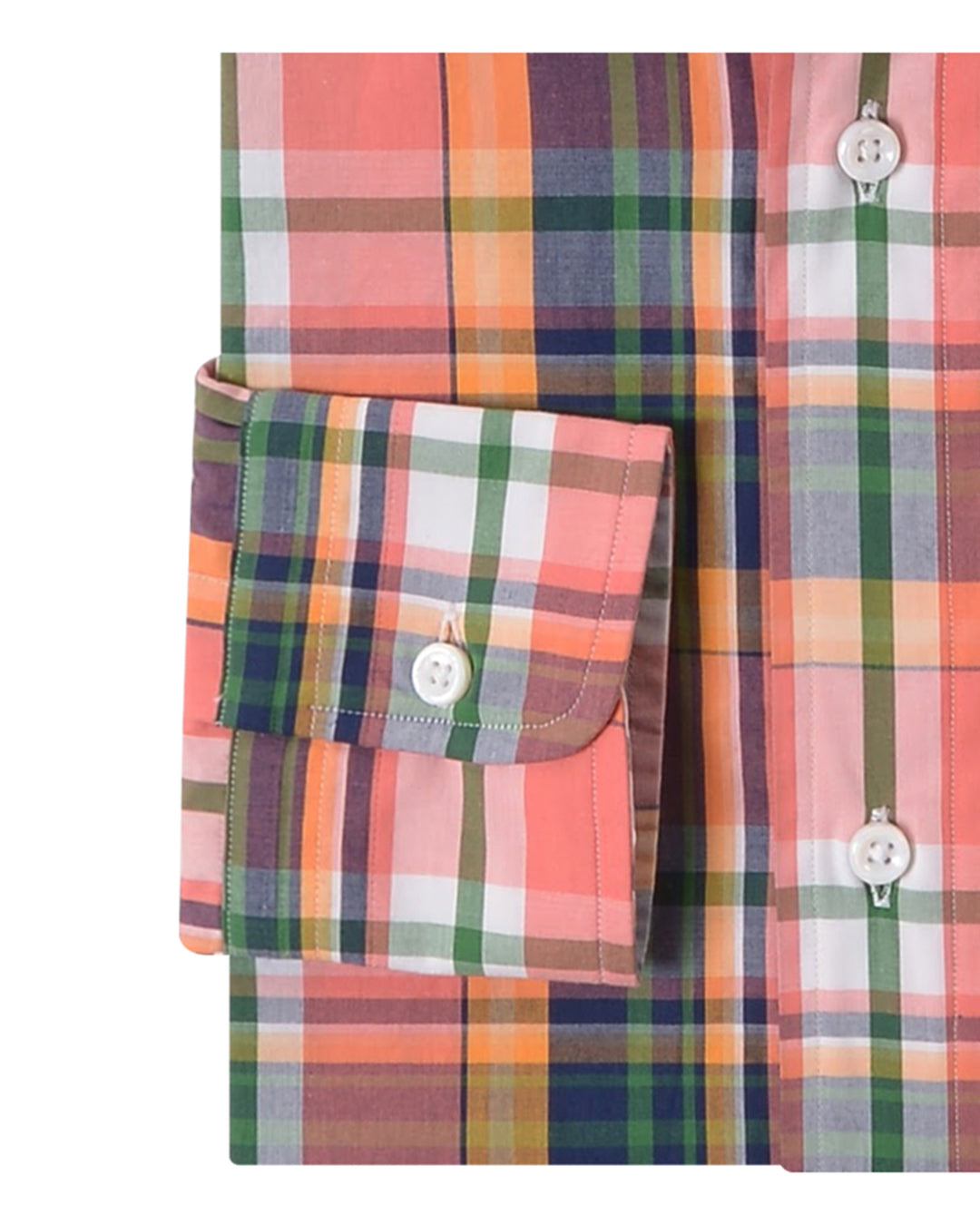 Peach Navy Green Madras Checks - 3