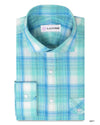 Summer Light Blue Turquoise Madras Checks Seersucker