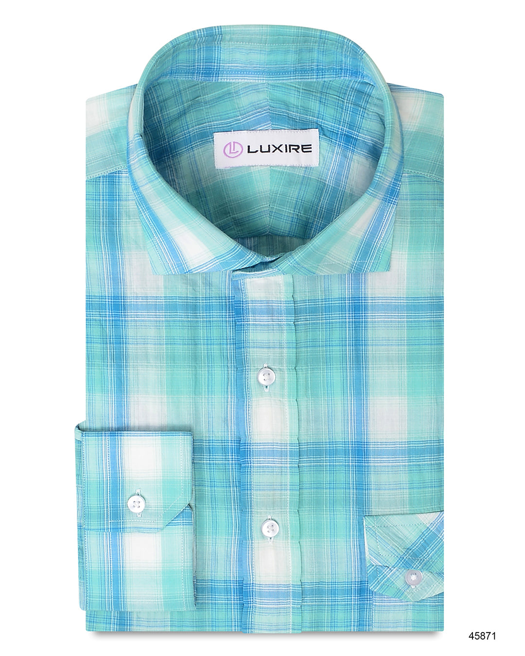 Summer Light Blue Turquoise Madras Checks Seersucker - 1