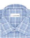 Zegna: Light Blue Tartan Checks Seersucker