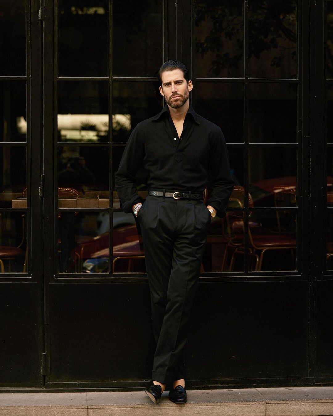 Pleated Black Twill Pant - 4