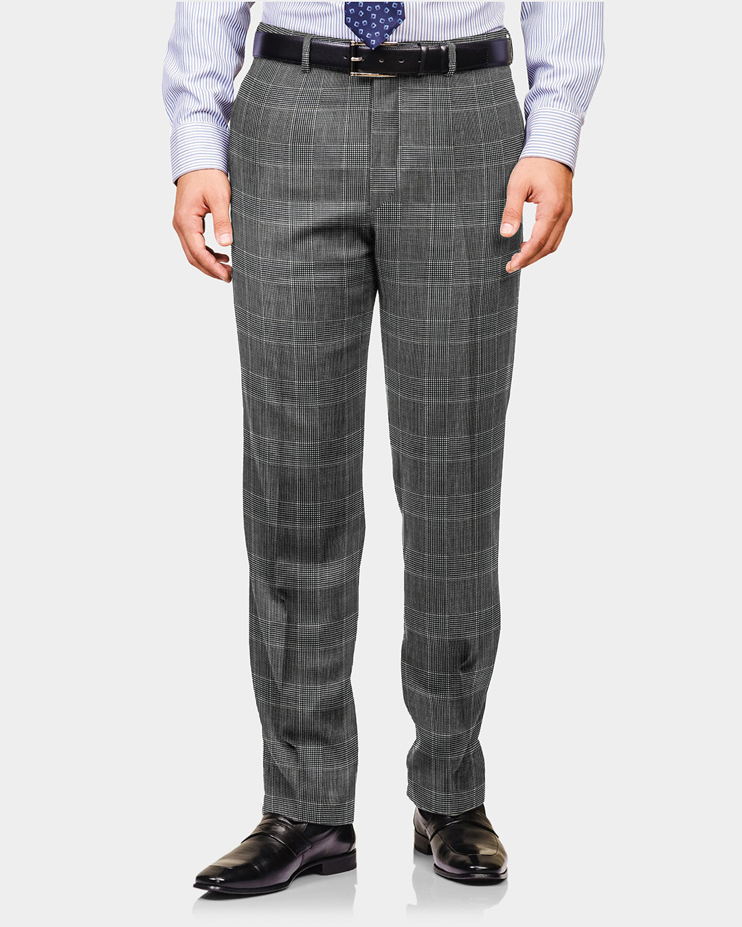 Dugdale Fine Worsted Pant - Grey Prince of Wales with Blue Overcheck - 2