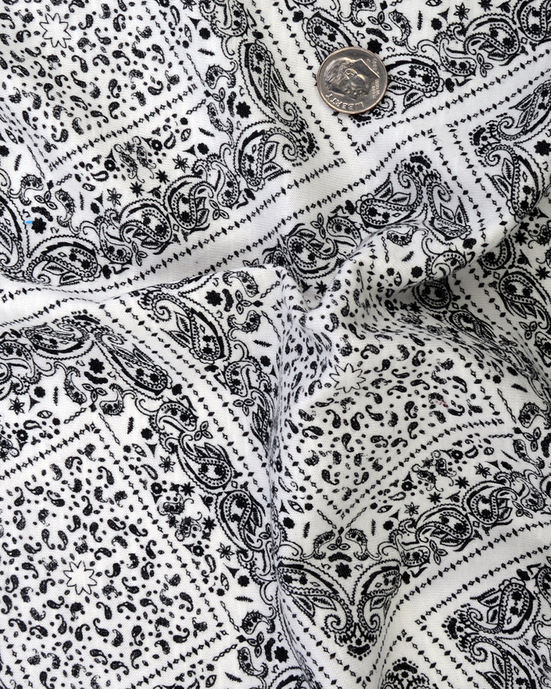 Diamond Paisley Print On White T-shirt - 1