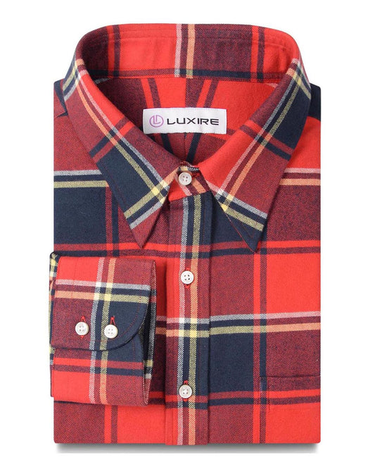 Red Navy Tartan Flannel Shirt