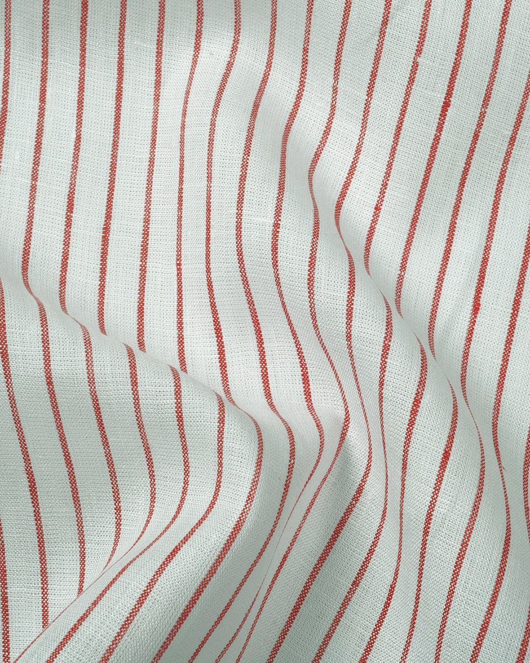 Pullover Shirt in White Red Pin Stripes Linen
