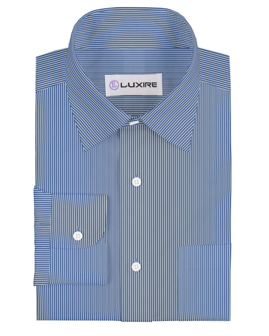Light Dutch Blue Fine Pencil Stripes on White - 2