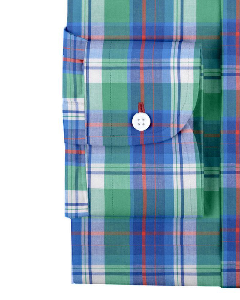 Green Blue Orange Madras Checks