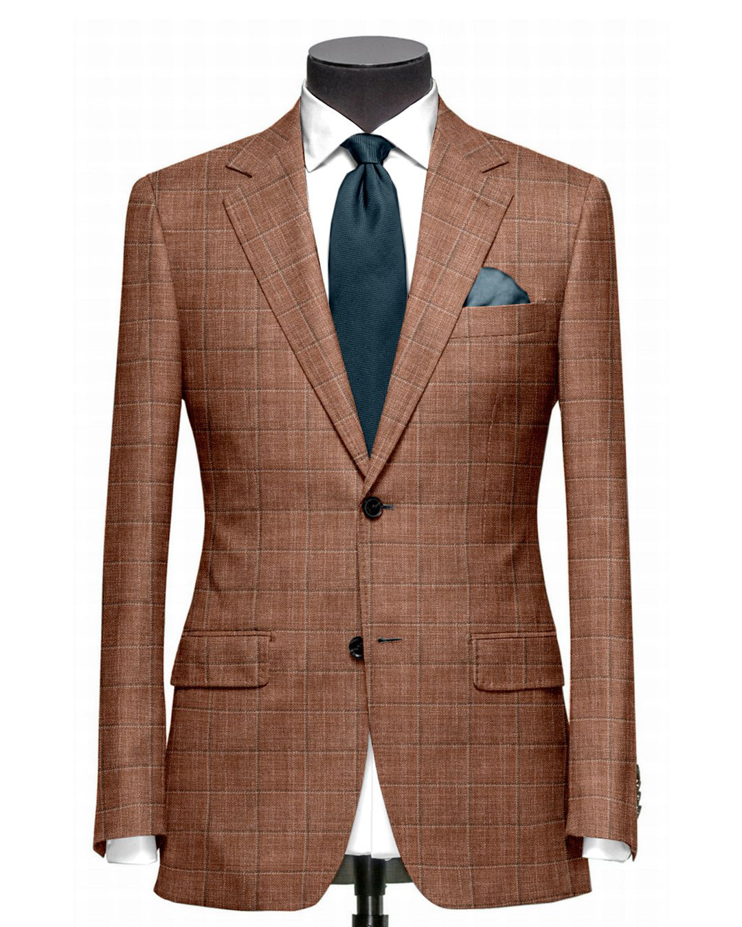 Ethomas Brick Brown White Checks Jacket - 1