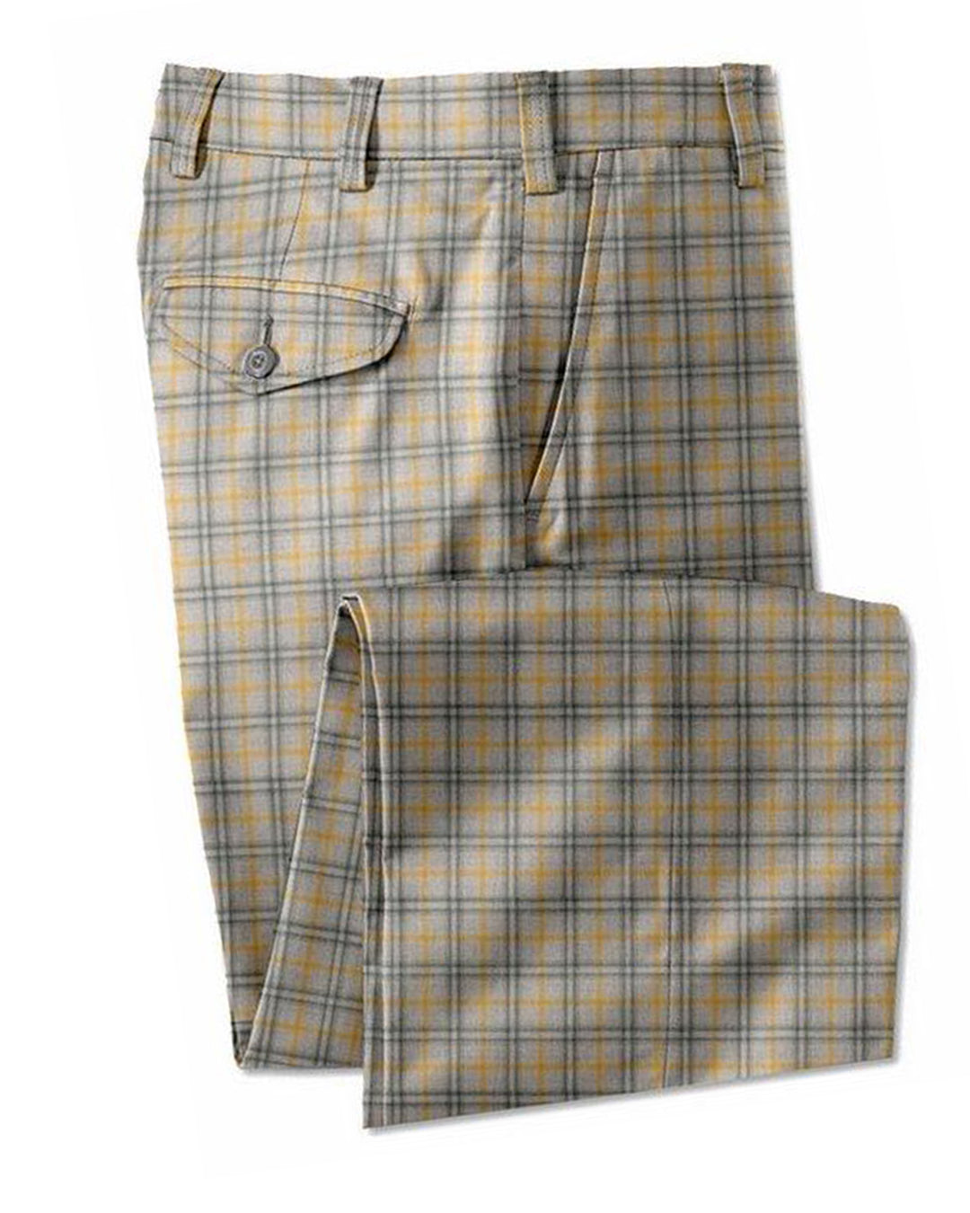 EThomas Tan Grey Tartan Plaid 130s Wool