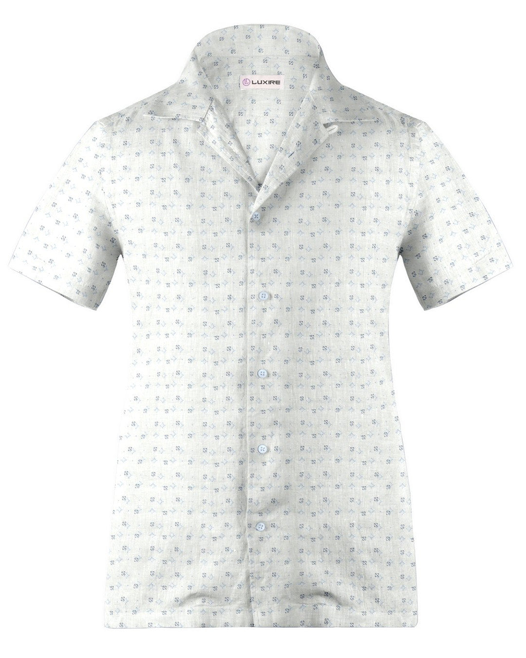 Camp collar PRESET STYLE in Linen: Blue Navy Printed Geometric - 1