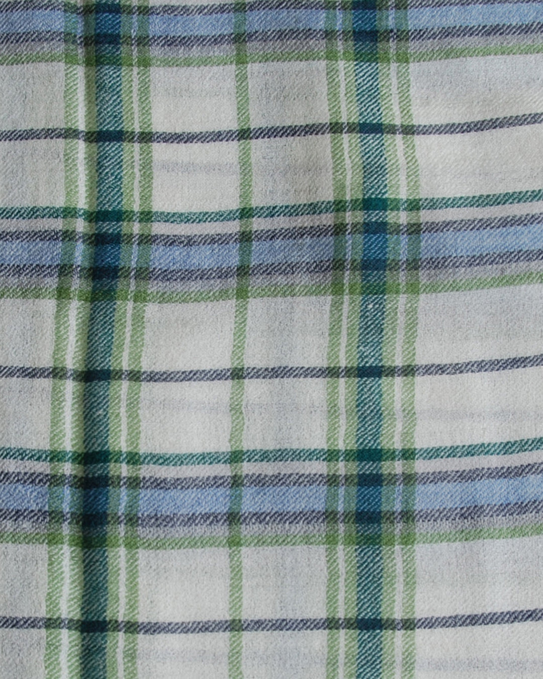 Pure Cashmere Scarf - Green Blue Cream Plaid