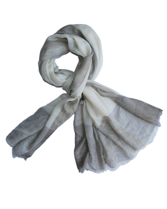 Pure Cashmere Scarf - Cream Light Umber