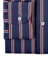 Navy Awning With Grey & Red Stripes