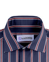 Navy Awning With Grey & Red Stripes