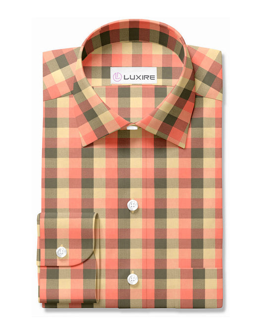 Orange Olive Tan Windowpane Twill Flannel