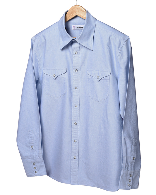 Western Shirt in Sky Blue Oxford