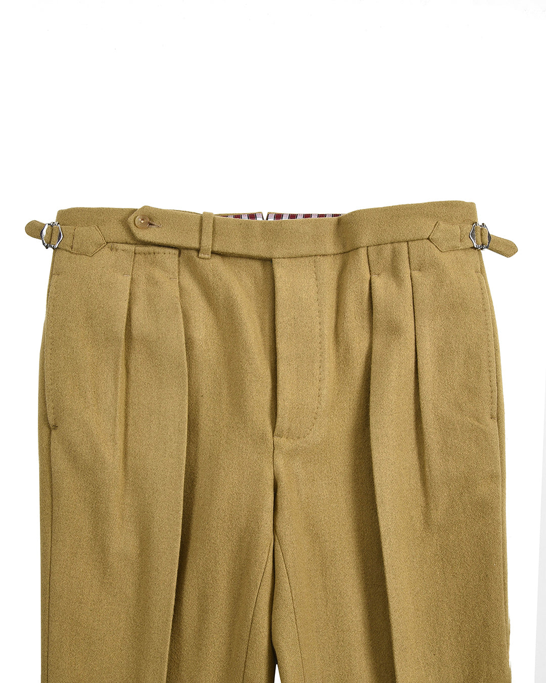 Washable Wool Pants: Camel Wool Rich Flannel High Waisted Pant