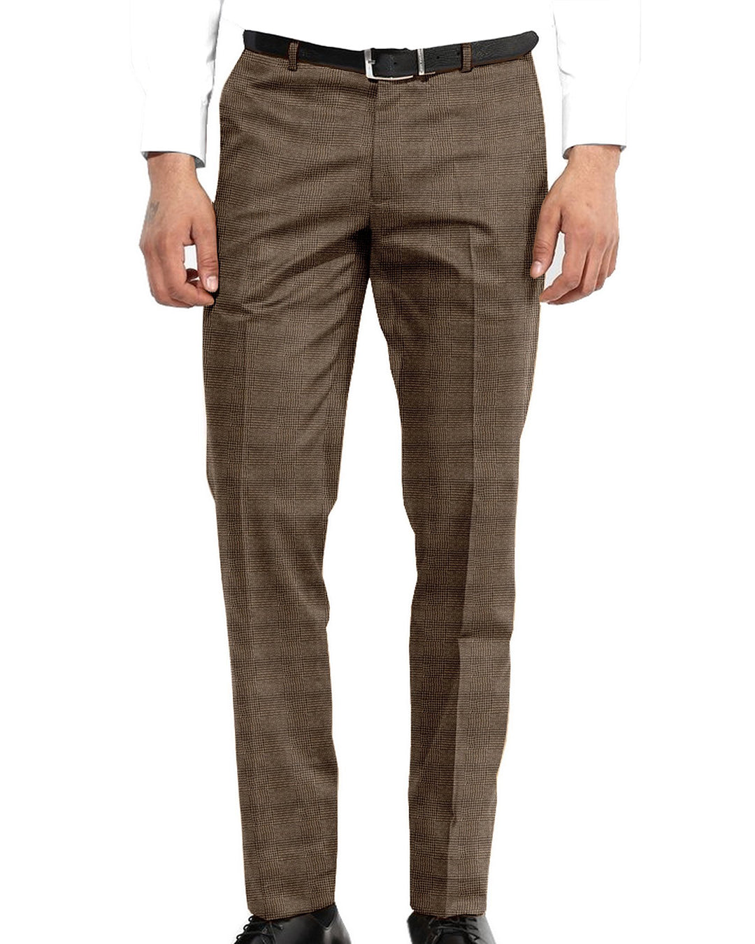 Minnis Flannel: Light Brown Glen Check Pants - 1