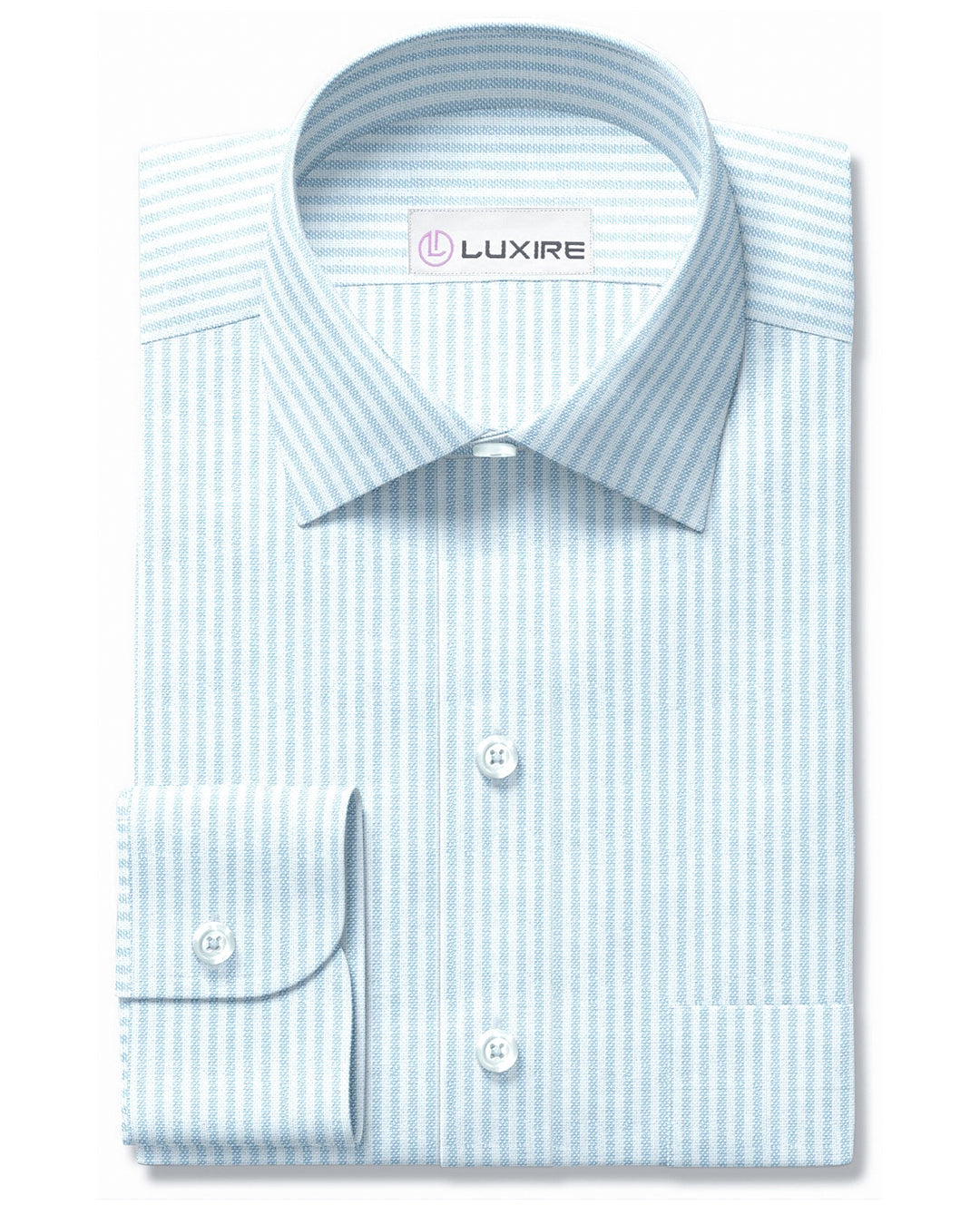 Pale Blue Dress Stripes Oxford - 1