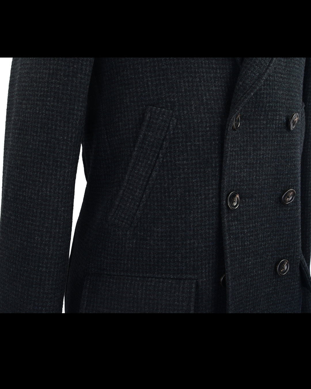 Mini Gingham Grey Peacoat - 3