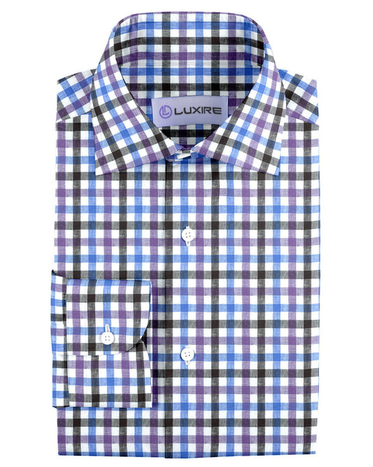 Purple Blue Black Gingham Linen