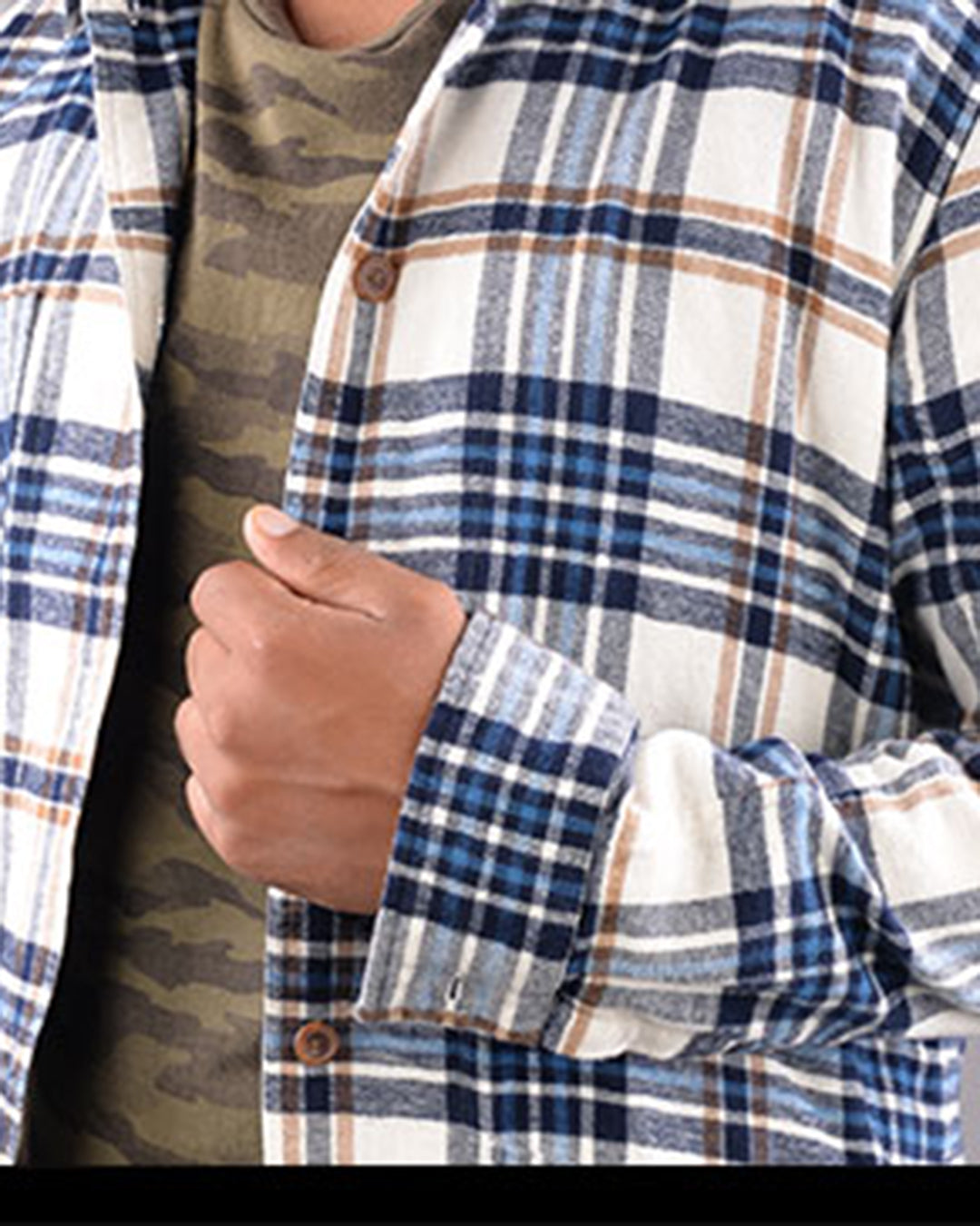 Blue &White Tartan Checks Work Shirt - 2